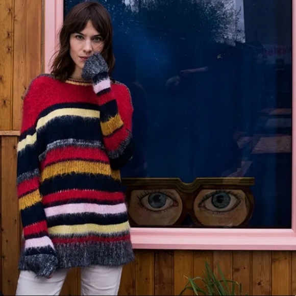 AlexaChung Red Striped Knit Mohair Sweater XS - Picture 4 of 8